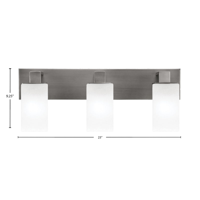 Toltec Apollo 3-Light Bath Bar | Modern Graphite Steel and White Marble Glass | Bathroom Vanity Light | 8.75in H, 23.5in W | Model 583-GP-541