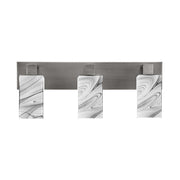 Toltec Apollo 3-Light Bath Bar | Modern Graphite Steel and Onyx Swirl Glass | Bathroom Vanity Light | 8.75in H, 23.5in W | Model 583-GP-549
