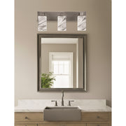 Toltec Apollo 3-Light Bath Bar | Modern Graphite Steel and Onyx Swirl Glass | Bathroom Vanity Light | 8.75in H, 23.5in W | Model 583-GP-549