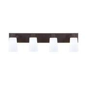 Toltec Apollo 4-Light Bath Bar | Modern Dark Granite Steel and White Opal Glass | Bathroom Vanity Light | 8.75in H, 32.75in W | Model 584-DG-261