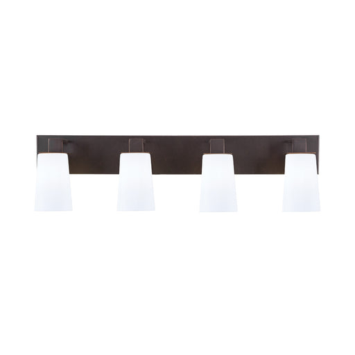Toltec Apollo 4-Light Bath Bar | Modern Dark Granite Steel and White Opal Glass | Bathroom Vanity Light | 8.75in H, 32.75in W | Model 584-DG-261