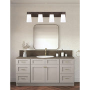Toltec Apollo 4-Light Bath Bar | Modern Dark Granite Steel and White Opal Glass | Bathroom Vanity Light | 8.75in H, 32.75in W | Model 584-DG-261