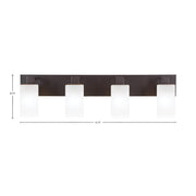 Toltec Apollo 32.75in 4-Light Bath Bar | Modern Dark Granite Steel and White Marble Glass | Bathroom Vanity Light | 32.75 x 4.5 x 8.75 in | Model 584-DG-541