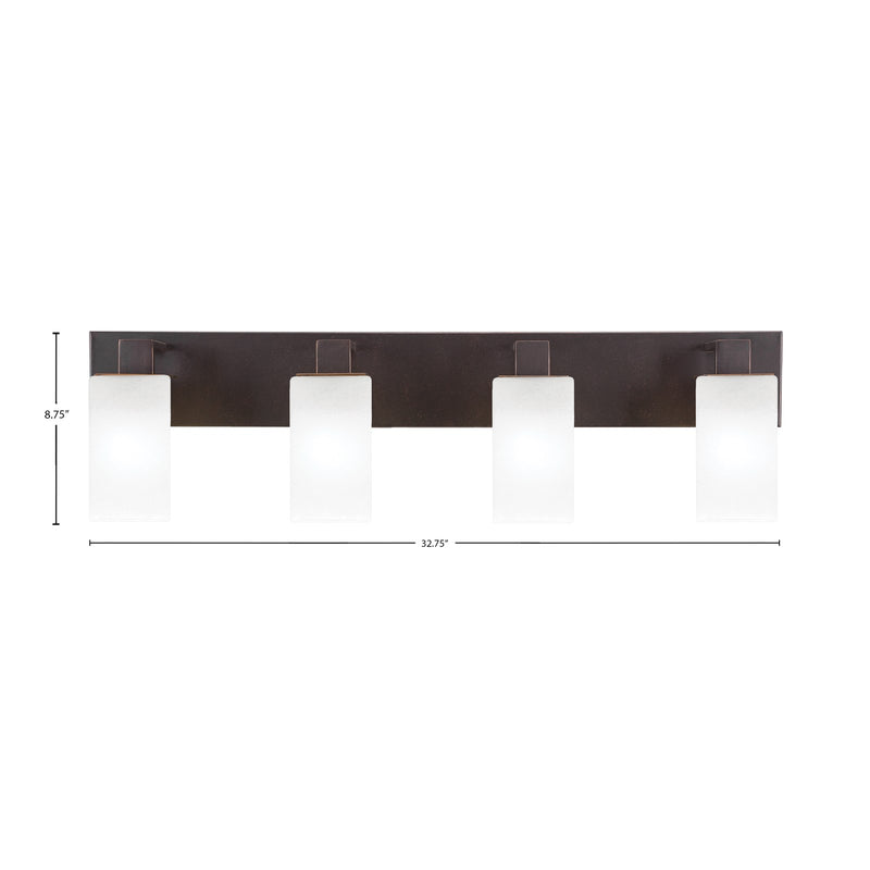 Toltec Apollo 32.75in 4-Light Bath Bar | Modern Dark Granite Steel and White Marble Glass | Bathroom Vanity Light | 32.75 x 4.5 x 8.75 in | Model 584-DG-541