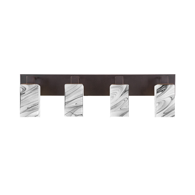 Toltec Apollo 32.75in 4-Light Bath Bar | Modern Dark Granite Steel and Onyx Swirl Glass | Bathroom Vanity Light | 32.75 x 4.5 x 8.75 in | Model 584-DG-549