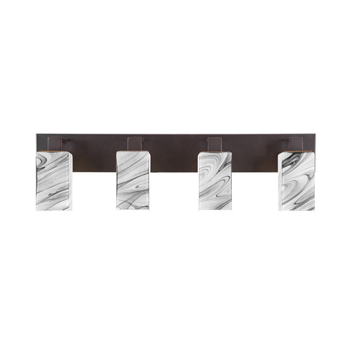 Toltec Apollo 32.75in 4-Light Bath Bar | Modern Dark Granite Steel and Onyx Swirl Glass | Bathroom Vanity Light | 32.75 x 4.5 x 8.75 in | Model 584-DG-549