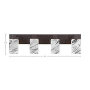Toltec Apollo 32.75in 4-Light Bath Bar | Modern Dark Granite Steel and Onyx Swirl Glass | Bathroom Vanity Light | 32.75 x 4.5 x 8.75 in | Model 584-DG-549