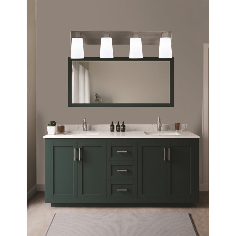 Toltec Apollo 32.75in 4-Light Bath Bar | Modern Graphite Steel and White Opal Glass | Bathroom Vanity Light | 32.75 x 4.5 x 8.75 in | Model 584-GP-261