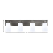 Toltec Apollo 32.75in 4-Light Bath Bar | Modern Graphite Steel and White Opal Glass | Bathroom Vanity Light | 32.75 x 4.5 x 8.75 in | Model 584-GP-261