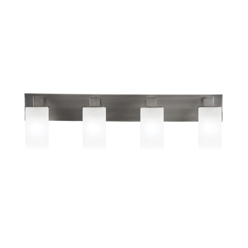 Toltec Apollo 32.75in 4-Light Bath Bar | Modern Graphite Steel and White Marble Glass | Bathroom Vanity Light | 32.75 x 4.5 x 8.75 in | Model 584-GP-541
