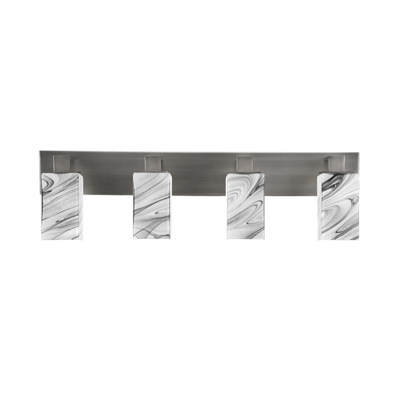 Toltec Apollo 32.75in 4-Light Bath Bar | Modern Graphite Steel and Onyx Swirl Glass | Bathroom Vanity & Powder Room | 8.75 x 5.75 in | Model 584-GP-549