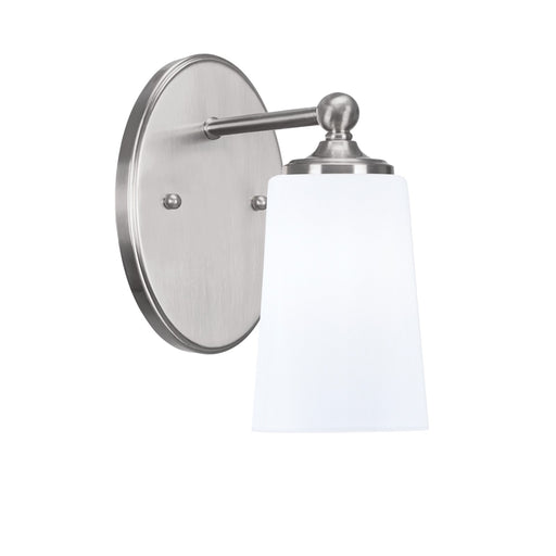Toltec Capri 9.5in 1-Light Wall Sconce | Modern Brushed Nickel and White Opal Glass | Bedroom & Hallway Accent Light | Model 5911-BN-261