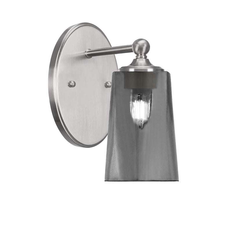 Toltec Capri 9.5in 1-Light Wall Sconce | Modern Brushed Nickel and Smoke Bubble Glass | Bedroom & Hallway Accent Light | Model 5911-BN-262