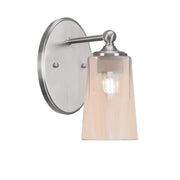 Toltec Capri 9.5in 1-Light Wall Sconce | Modern Brushed Nickel and Amber Gradient Glass | Bedroom & Hallway Accent Light | Model 5911-BN-263