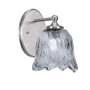 Toltec Capri 7in 1-Light Wall Sconce | Modern Brushed Nickel and Smoke Lava Glass | Bedroom & Hallway Accent Light | Model 5911-BN-4232