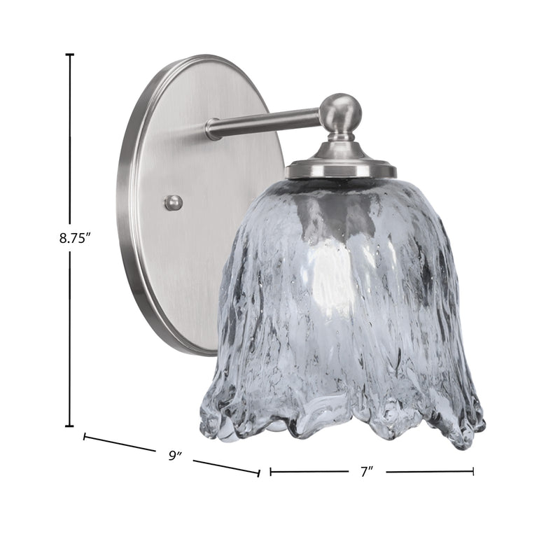 Toltec Capri 7in 1-Light Wall Sconce | Modern Brushed Nickel and Smoke Lava Glass | Bedroom & Hallway Accent Light | Model 5911-BN-4232