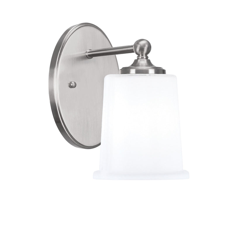 Toltec Capri 1-Light Wall Sconce | Brushed Nickel and White Opal Glass | Bathroom & Hallway | 5 x 8.25 x 8.75 in | Model 5911-BN-5031