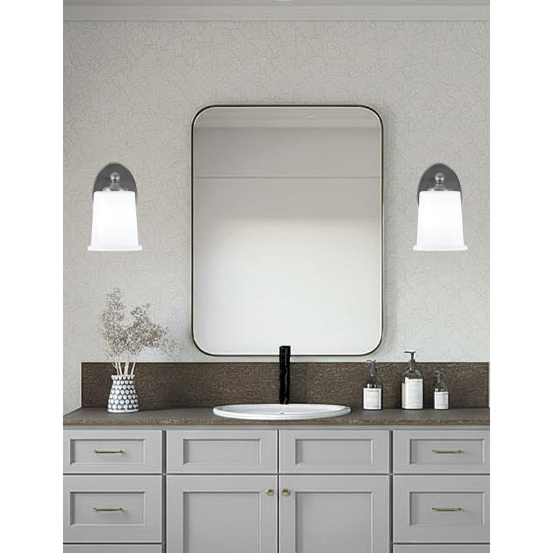 Toltec Capri 1-Light Wall Sconce | Brushed Nickel and White Opal Glass | Bathroom & Hallway | 5 x 8.25 x 8.75 in | Model 5911-BN-5031