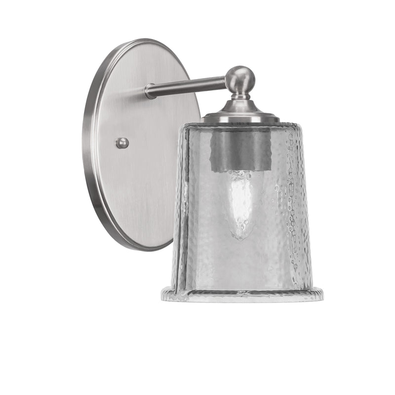 Toltec Capri 1-Light Wall Sconce | Brushed Nickel and Smoke Bubble Glass | Bathroom & Hallway | 5 x 8.25 x 8.75 in | Model 5911-BN-5032