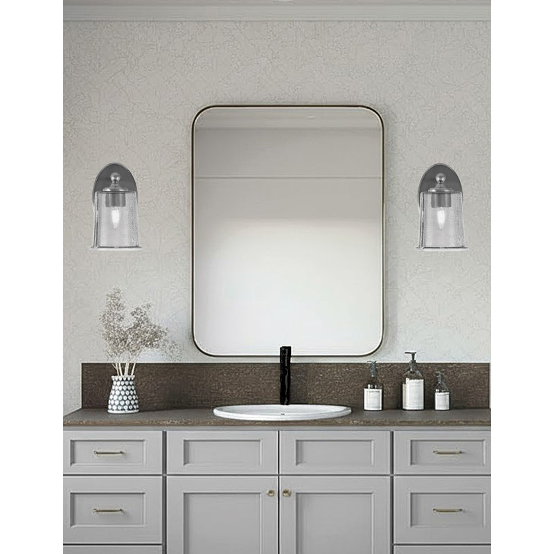 Toltec Capri 1-Light Wall Sconce | Brushed Nickel and Smoke Bubble Glass | Bathroom & Hallway | 5 x 8.25 x 8.75 in | Model 5911-BN-5032