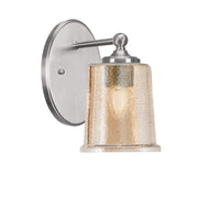 Toltec Capri 1-Light Wall Sconce | Brushed Nickel and Amber Bubble Glass | Bathroom & Hallway | 5 x 8.25 x 8.75 in | Model 5911-BN-5033