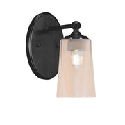 Toltec Capri 9.5in 1-Light Wall Sconce | Modern Matte Black and Amber Gradient Glass | Bedroom & Hallway | 5 x 7.75 x 9.5 in | Model 5911-MB-263
