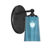 Toltec Capri 9.5in 1-Light Wall Sconce | Modern Matte Black and Blue Gradient Glass | Bedroom & Hallway | 5 x 7.75 x 9.5 in | Model 5911-MB-265