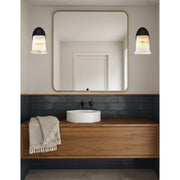 Toltec Capri 5in 1-Light Wall Sconce | Modern Matte Black and Natural Stone Glass | Bedroom & Hallway Accent Light | Model 5911-MB-4128