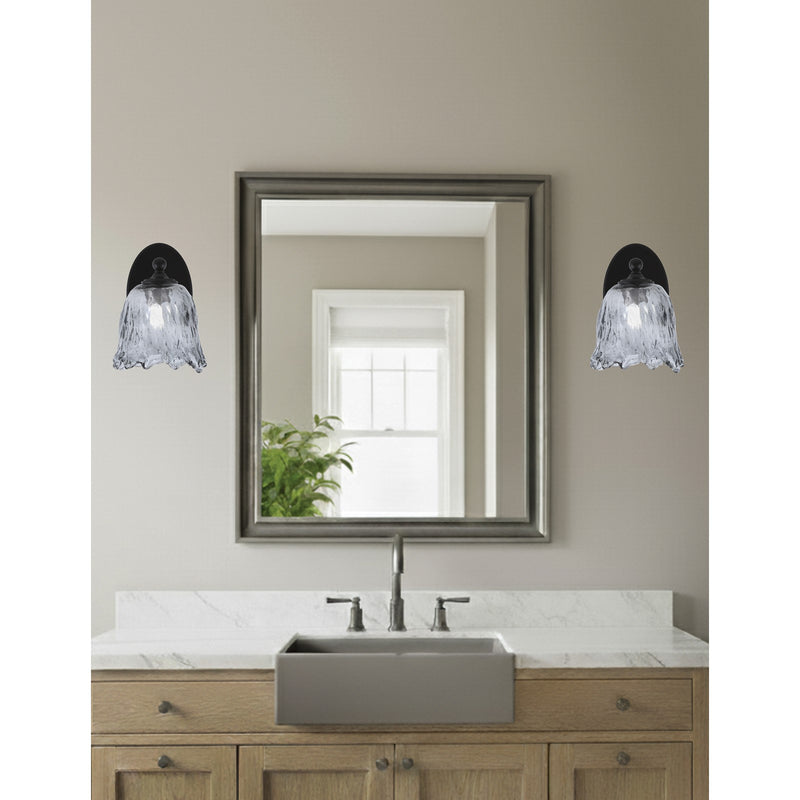 Toltec Capri 7in 1-Light Wall Sconce | Modern Matte Black and Smoke Lava Glass | Bedroom & Hallway Accent Light | 7 x 9 x 8.75 in | Model 5911-MB-4232