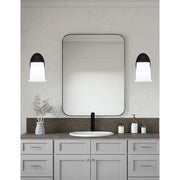 Toltec Capri 8.75in 1-Light Wall Sconce | Modern Matte Black and White Opal Glass | Bedroom & Hallway | 5 x 8.25 x 8.75 in | Model 5911-MB-5031