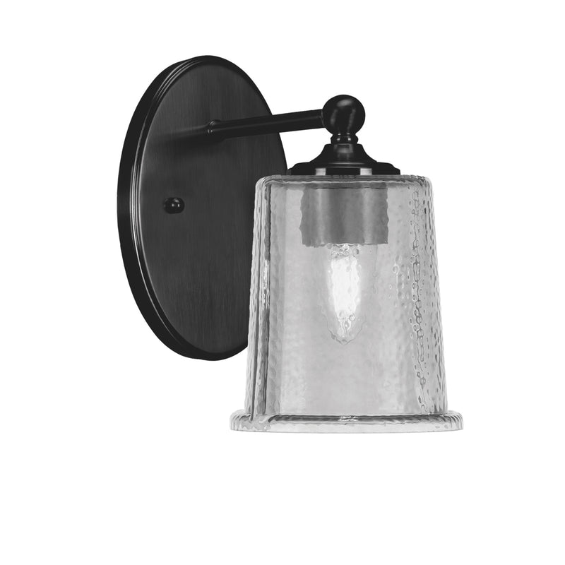 Toltec Capri 5in 1-Light Wall Sconce | Modern Matte Black and Smoke Bubble Glass | Bedroom & Hallway Accent Light | Model 5911-MB-5032