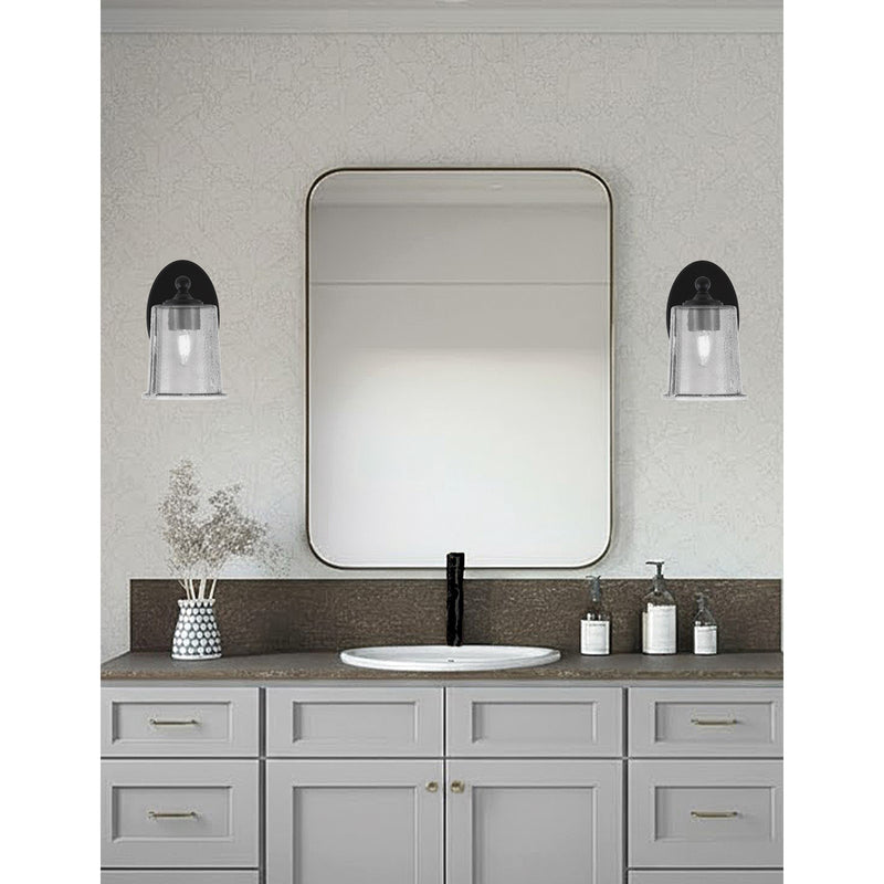 Toltec Capri 5in 1-Light Wall Sconce | Modern Matte Black and Smoke Bubble Glass | Bedroom & Hallway Accent Light | Model 5911-MB-5032