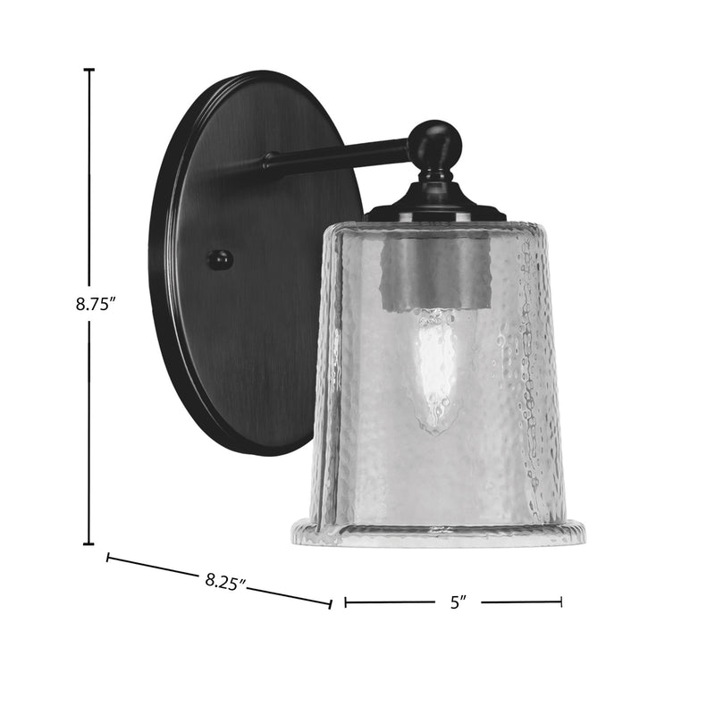 Toltec Capri 5in 1-Light Wall Sconce | Modern Matte Black and Smoke Bubble Glass | Bedroom & Hallway Accent Light | Model 5911-MB-5032