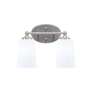 Toltec Capri 2-Light Bath Bar | Brushed Nickel and White Opal Glass | Bathroom & Powder Room Vanity Light | 7.5 x 10.25 in | Model 5912-BN-261