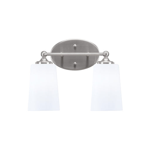 Toltec Capri 2-Light Bath Bar | Brushed Nickel and White Opal Glass | Bathroom & Powder Room Vanity Light | 7.5 x 10.25 in | Model 5912-BN-261