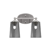 Toltec Capri 2-Light Bath Bar | Brushed Nickel and Smoke Bubble Glass | Bathroom & Powder Room Vanity Light | 7.5 x 10.25 in | Model 5912-BN-262