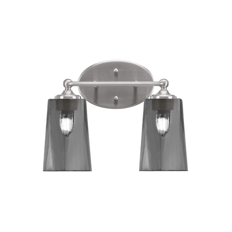Toltec Capri 2-Light Bath Bar | Brushed Nickel and Smoke Bubble Glass | Bathroom & Powder Room Vanity Light | 7.5 x 10.25 in | Model 5912-BN-262