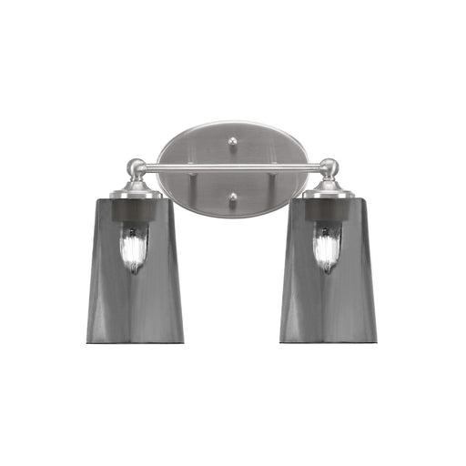 Toltec Capri 2-Light Bath Bar | Brushed Nickel and Smoke Bubble Glass | Bathroom & Powder Room Vanity Light | 7.5 x 10.25 in | Model 5912-BN-262