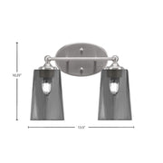 Toltec Capri 2-Light Bath Bar | Brushed Nickel and Smoke Bubble Glass | Bathroom & Powder Room Vanity Light | 7.5 x 10.25 in | Model 5912-BN-262