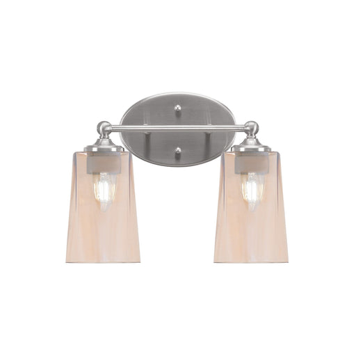 Toltec Capri 2-Light Bath Bar | Brushed Nickel and Amber Gradient Glass | Bathroom & Powder Room Vanity Light | 7.5 x 10.25 in | Model 5912-BN-263