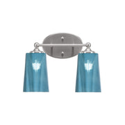 Toltec Capri 2-Light Bath Bar | Brushed Nickel and Blue Gradient Glass | Bathroom & Powder Room Vanity Light | 7.5 x 10.25 in | Model 5912-BN-265