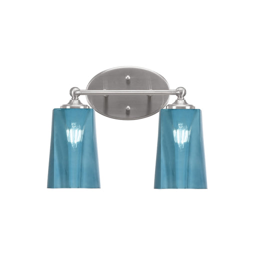 Toltec Capri 2-Light Bath Bar | Brushed Nickel and Blue Gradient Glass | Bathroom & Powder Room Vanity Light | 7.5 x 10.25 in | Model 5912-BN-265