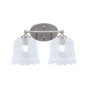 Toltec Capri 2-Light Bath Bar | Brushed Nickel and Clear Lava Glass | Bathroom Vanity & Powder Room | 8.75 x 10 in | Model 5912-BN-4230
