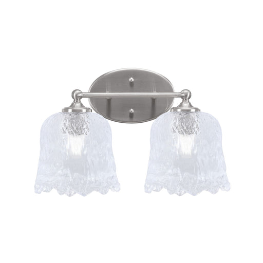 Toltec Capri 2-Light Bath Bar | Brushed Nickel and Clear Lava Glass | Bathroom Vanity & Powder Room | 8.75 x 10 in | Model 5912-BN-4230