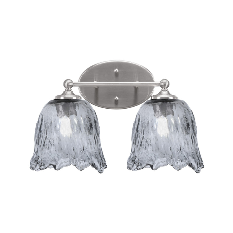 Toltec Capri 2-Light Bath Bar | Brushed Nickel and Smoke Lava Glass | Bathroom Vanity & Powder Room | 8.75 x 10 in | Model 5912-BN-4232