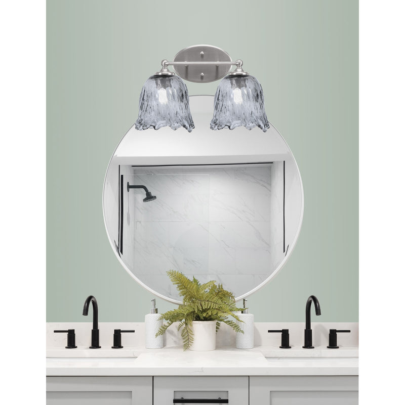 Toltec Capri 2-Light Bath Bar | Brushed Nickel and Smoke Lava Glass | Bathroom Vanity & Powder Room | 8.75 x 10 in | Model 5912-BN-4232