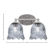 Toltec Capri 2-Light Bath Bar | Brushed Nickel and Smoke Lava Glass | Bathroom Vanity & Powder Room | 8.75 x 10 in | Model 5912-BN-4232