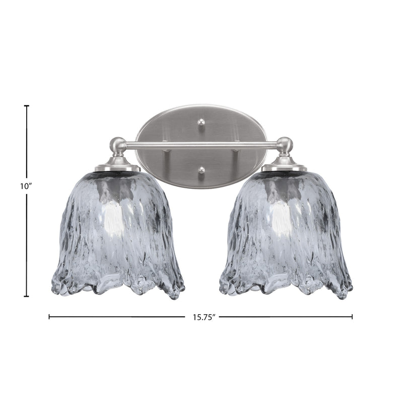Toltec Capri 2-Light Bath Bar | Brushed Nickel and Smoke Lava Glass | Bathroom Vanity & Powder Room | 8.75 x 10 in | Model 5912-BN-4232