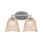 Toltec Capri 2-Light Bath Bar | Brushed Nickel and Amber Lava Glass | Bathroom Vanity & Powder Room | 8.75 x 10 in | Model 5912-BN-4233