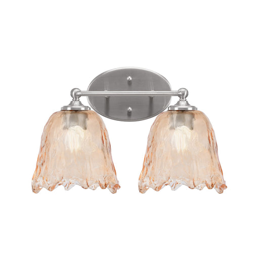 Toltec Capri 2-Light Bath Bar | Brushed Nickel and Amber Lava Glass | Bathroom Vanity & Powder Room | 8.75 x 10 in | Model 5912-BN-4233